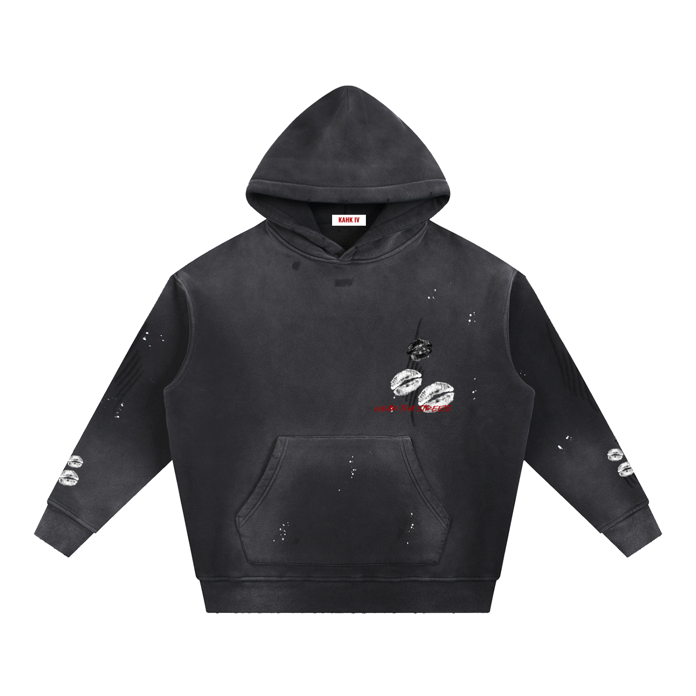 Vintage Washed Frayed Fleece Hoodie