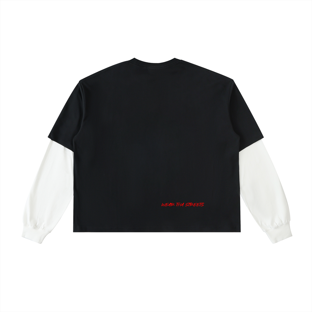 Layered Contrast Sleeve Cotton T-Shirt